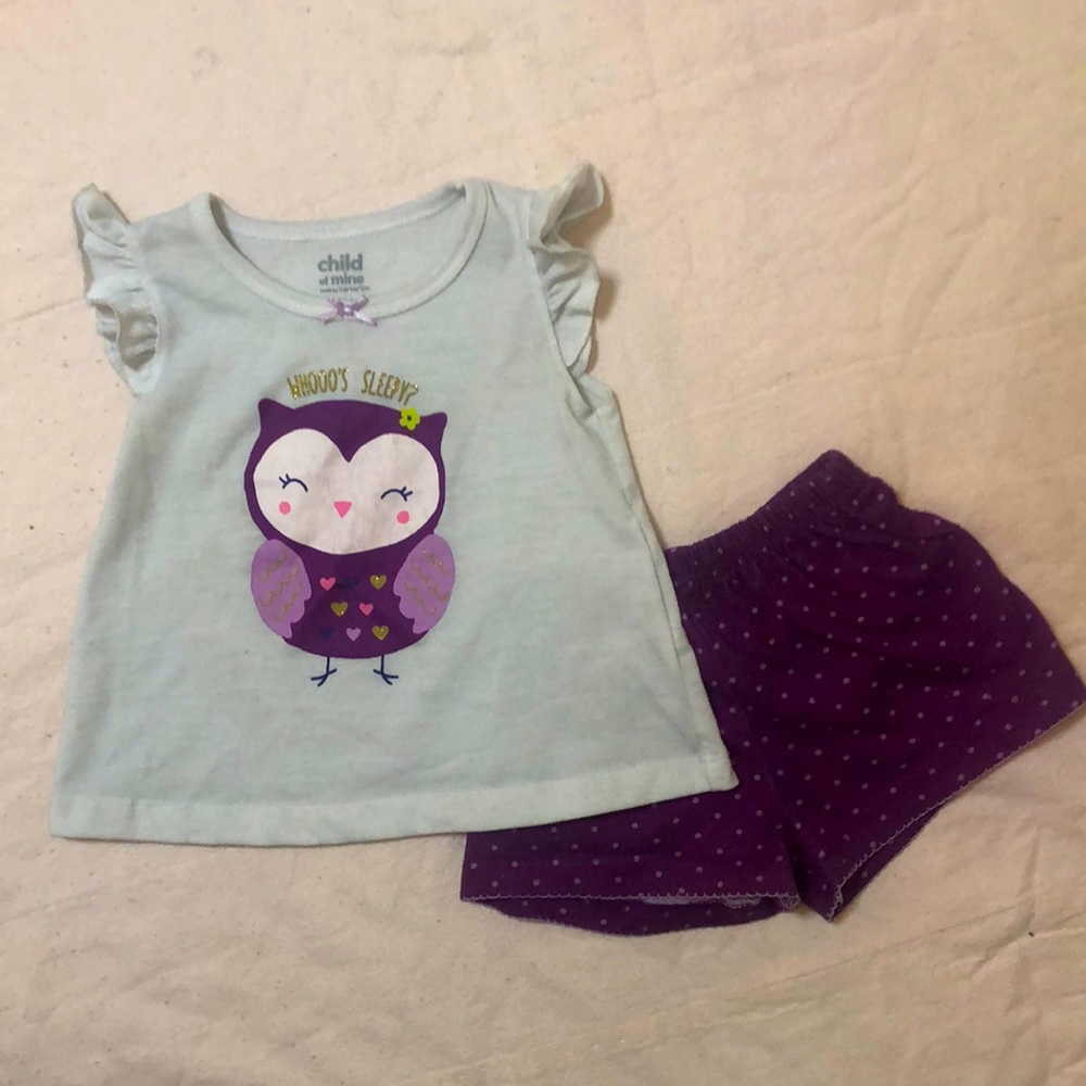 18mo Purple Owl Pajama Set Girls
